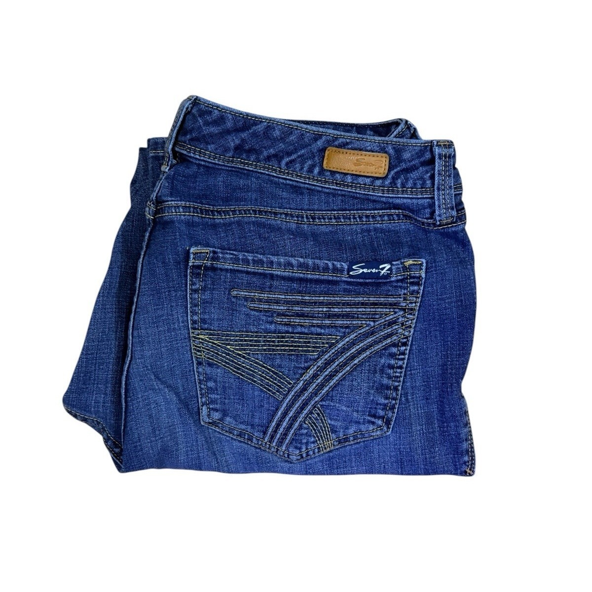 7 Seven For All Mankind Womens Straight 14 Jeans Classic Western Bohemian Mid